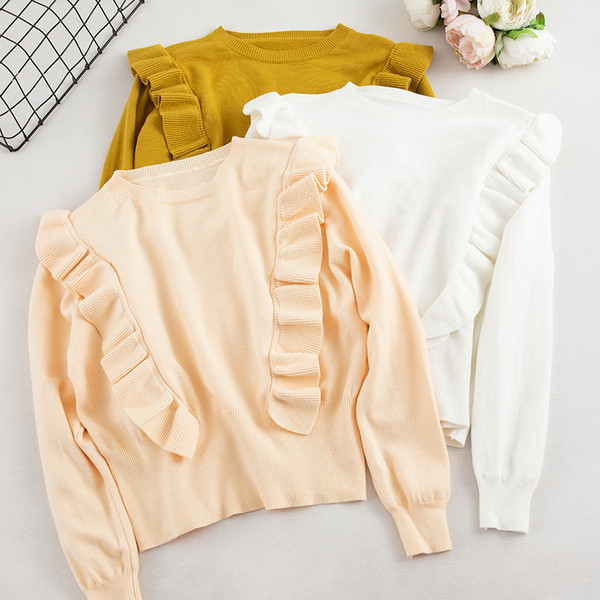 Alkalmi női pulóver fürtökkel és hosszú ujjú több színben