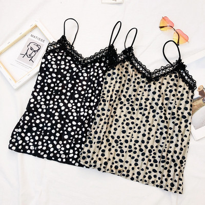 Maieu elegant de damă, cu bretele subțiri, în negru și bej