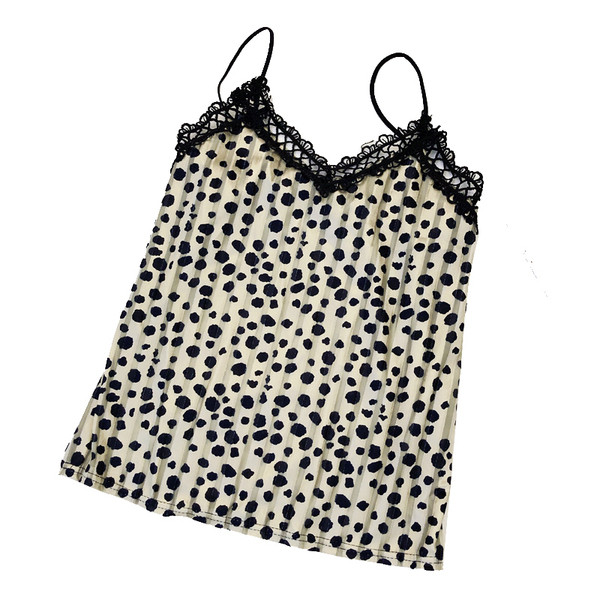 Maieu elegant de damă, cu bretele subțiri, în negru și bej