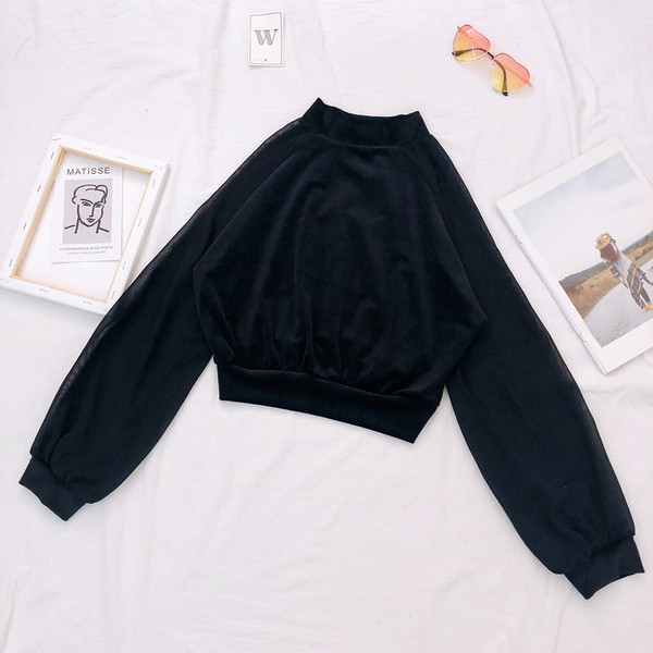 Bluză de damă elegantă din catifea, cu mâneci lungi și decolteu oval