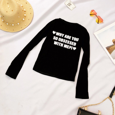 Bluză casual de damă cu inscripție și mâneci lungi în trei culori