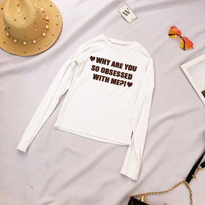 Bluză casual de damă cu inscripție și mâneci lungi în trei culori