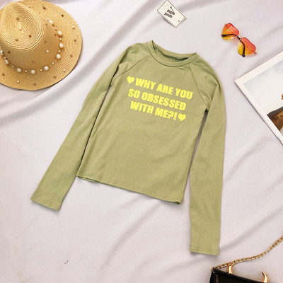 Bluză casual de damă cu inscripție și mâneci lungi în trei culori