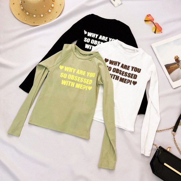 Bluză casual de damă cu inscripție și mâneci lungi în trei culori