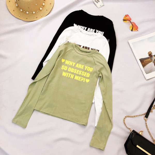 Bluză casual de damă cu inscripție și mâneci lungi în trei culori