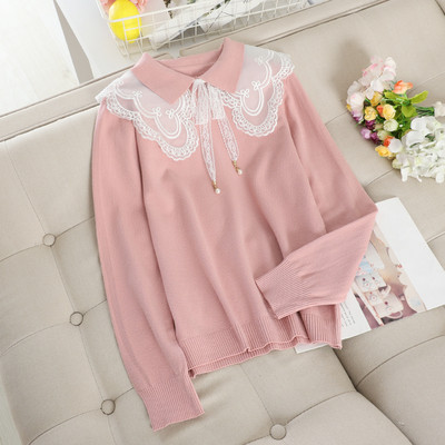 Μοντέρνο  γναικείο πουλόβερ  με δαντέλα σε διάφορα χρώματα