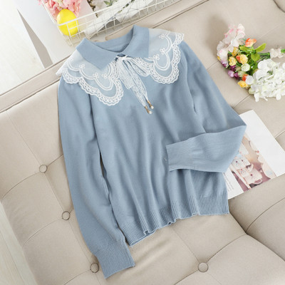 Μοντέρνο  γναικείο πουλόβερ  με δαντέλα σε διάφορα χρώματα