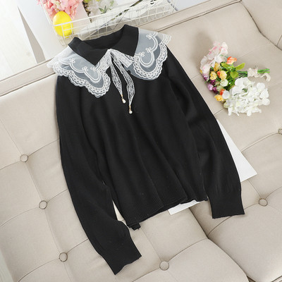 Μοντέρνο  γναικείο πουλόβερ  με δαντέλα σε διάφορα χρώματα