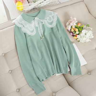 Μοντέρνο  γναικείο πουλόβερ  με δαντέλα σε διάφορα χρώματα