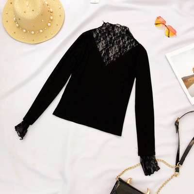 Γυναικεία καθημερινή μπλούζα με μακριά μανίκια και δαντέλα σε τέσσερα χρώματα