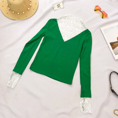 Γυναικεία καθημερινή μπλούζα με μακριά μανίκια και δαντέλα σε τέσσερα χρώματα