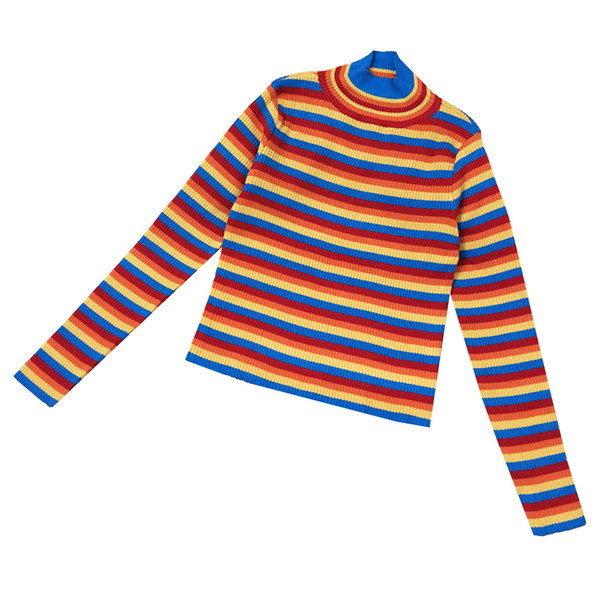 Γυναικείο casual πουλόβερ με ψηλό γιακά και μακρύ μανίκι