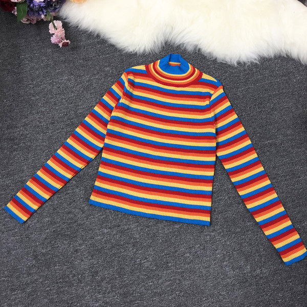 Γυναικείο casual πουλόβερ με ψηλό γιακά και μακρύ μανίκι