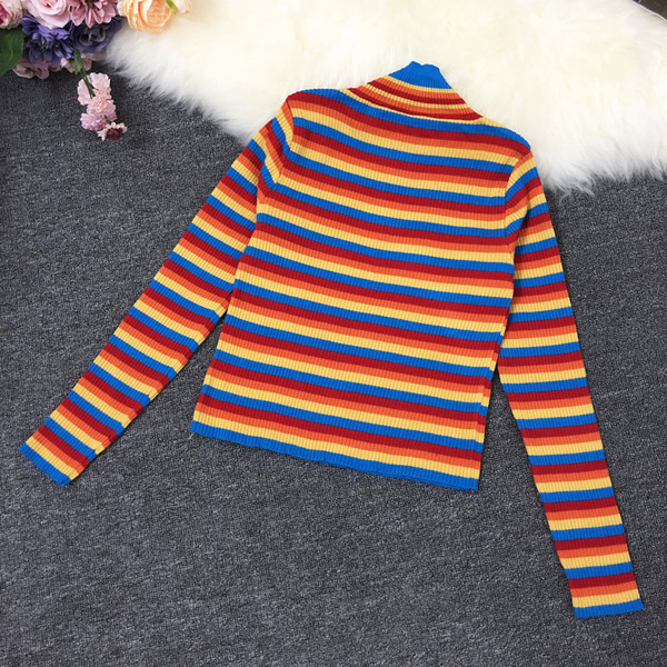 Γυναικείο casual πουλόβερ με ψηλό γιακά και μακρύ μανίκι