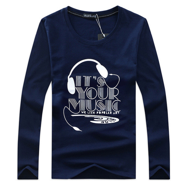 Bluză bărbătească modernă cu mâneci lungi și decolteu O în mai multe culori