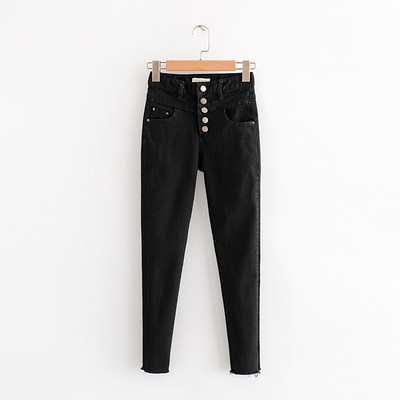 Γυναικεία τζιν με κουμπιά σε τρία χρώματα