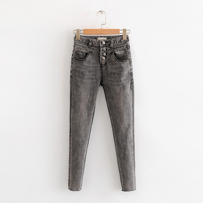 Γυναικεία τζιν με κουμπιά σε τρία χρώματα