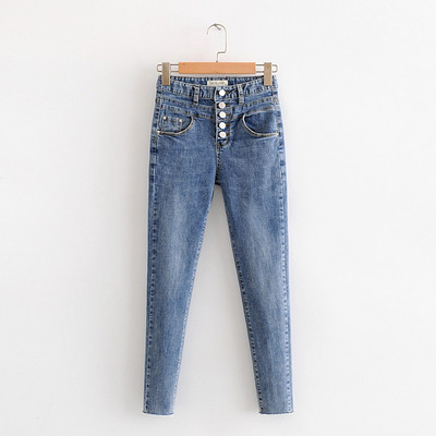 Γυναικεία τζιν με κουμπιά σε τρία χρώματα