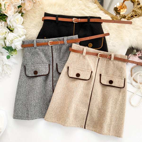 Fusta de dama moderna cu curea in mai multe culori