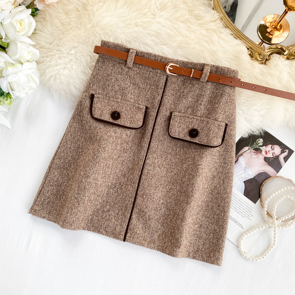 Fusta de dama moderna cu curea in mai multe culori