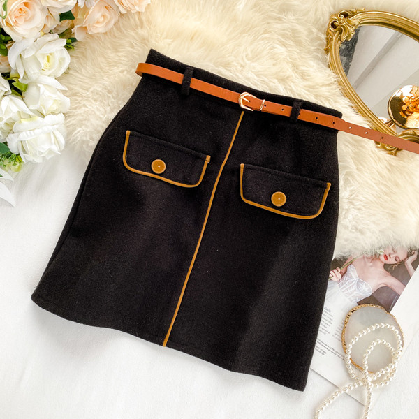 Fusta de dama moderna cu curea in mai multe culori