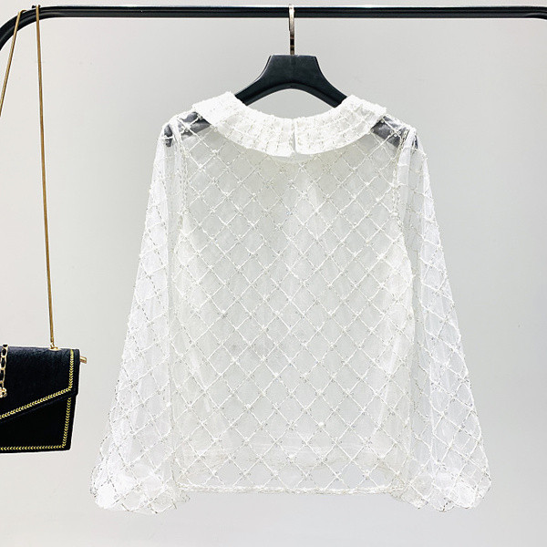 Bluza de dama cu dantela in alb, galben si roz