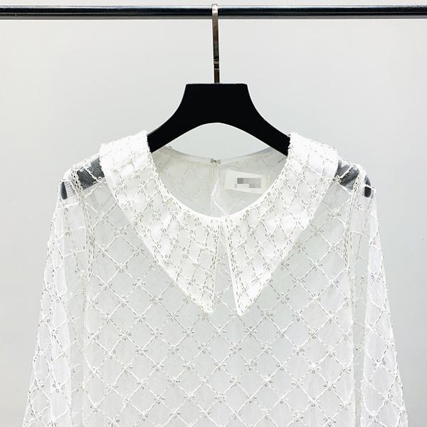 Bluza de dama cu dantela in alb, galben si roz