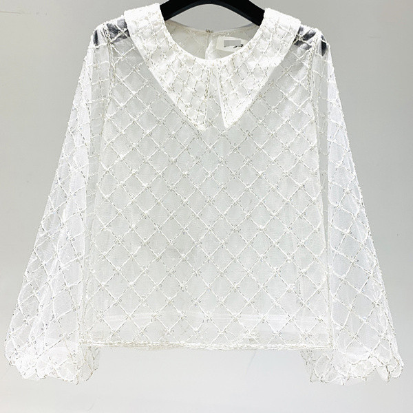 Bluza de dama cu dantela in alb, galben si roz