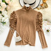 Μοντέρνα γυναικεία μπλούζα με ψηλό γιακά σε διάφορα χρώματα