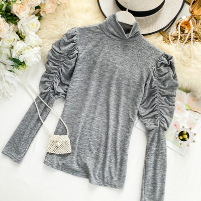 Μοντέρνα γυναικεία μπλούζα με ψηλό γιακά σε διάφορα χρώματα