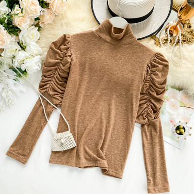 Μοντέρνα γυναικεία μπλούζα με ψηλό γιακά σε διάφορα χρώματα