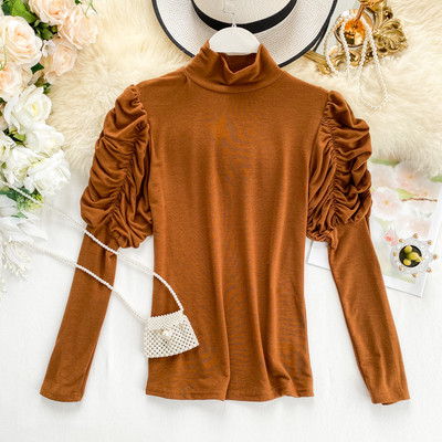 Μοντέρνα γυναικεία μπλούζα με ψηλό γιακά σε διάφορα χρώματα