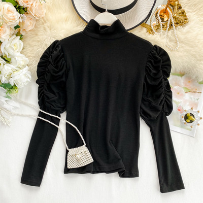 Μοντέρνα γυναικεία μπλούζα με ψηλό γιακά σε διάφορα χρώματα