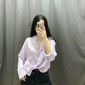 Cămașă de damă cu guler jos de culoare mov