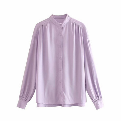 Cămașă de damă cu guler jos de culoare mov