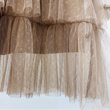 Γυναικείο μοντέρνο φόρεμα με τούλι σε μπεζ χρώμα