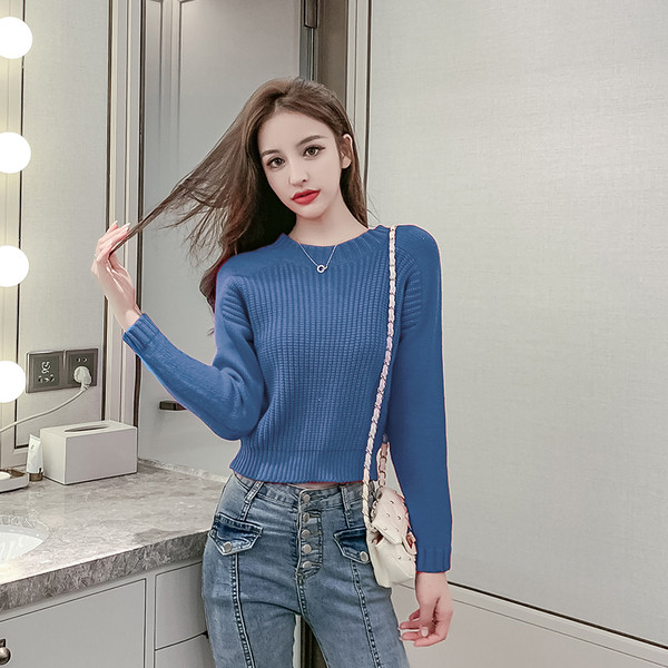 Νέο μοντέλο γυναικείο πουλόβερ  με λαιμόκοψη και μακρύ μανίκι - διάφορα χρώματα