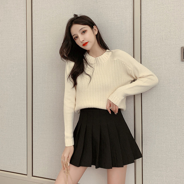 Νέο μοντέλο γυναικείο πουλόβερ  με λαιμόκοψη και μακρύ μανίκι - διάφορα χρώματα