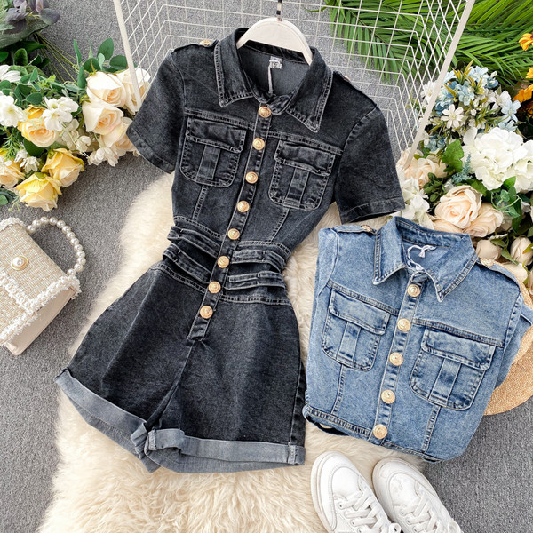 Γυναικεία κοντύ τζιν σαλοπέτα σε δύο χρώματα