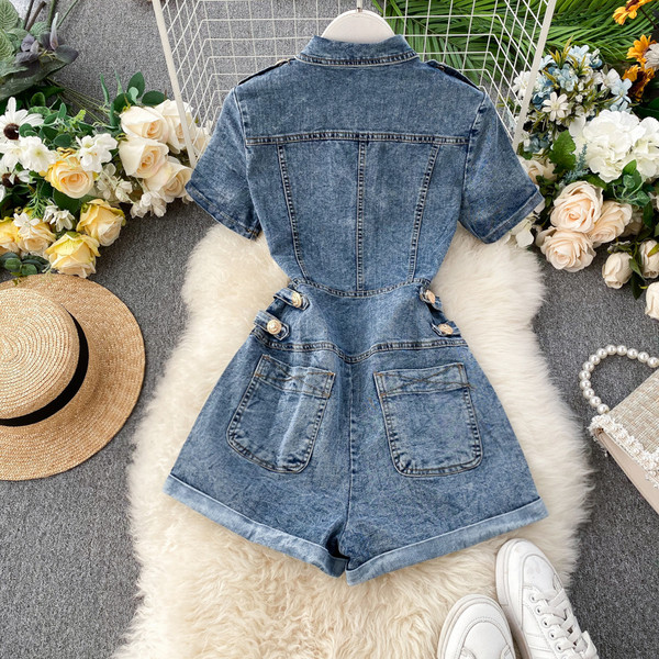 Γυναικεία κοντύ τζιν σαλοπέτα σε δύο χρώματα