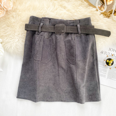 Fusta casual dama cu curea si talie inalta in diferite culori