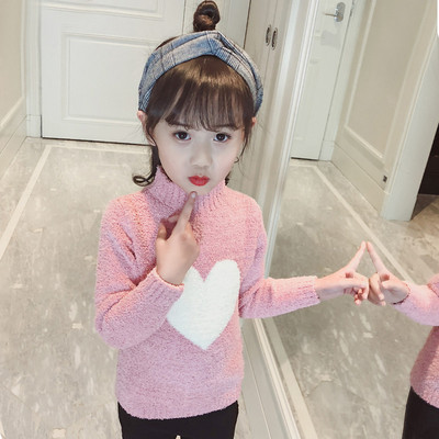 Παιδικό πουλόβερ για κορίτσια με μισό γιακά σε λευκό, κίτρινο και ροζ χρώμα