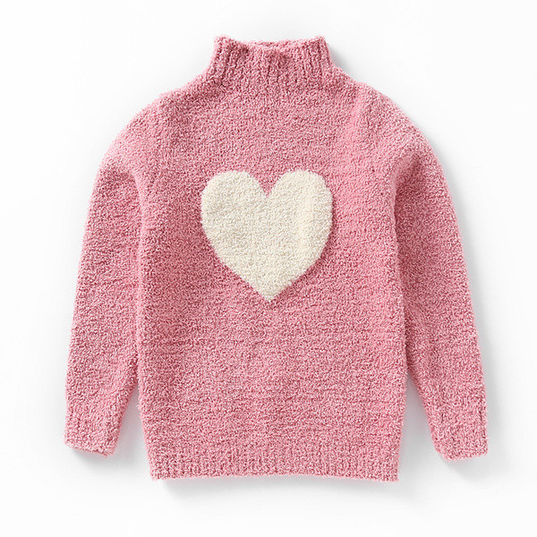 Παιδικό πουλόβερ για κορίτσια με μισό γιακά σε λευκό, κίτρινο και ροζ χρώμα