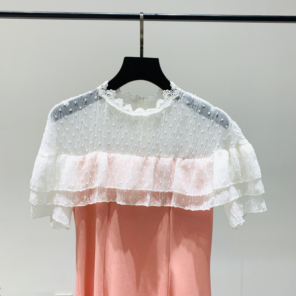 Rochie de dama cu dantela - model lat in roz