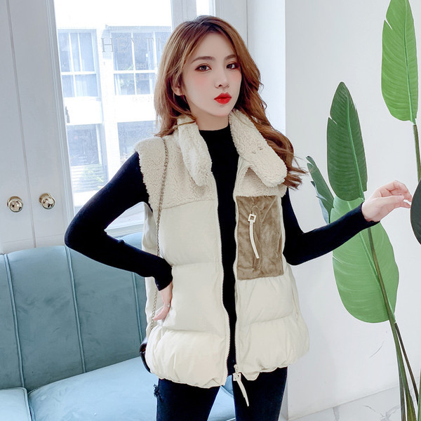 Νέο μοντέλο γυναικείο γιλέκο με φερμουάρ σε μαύρο και μπεζ χρώμα