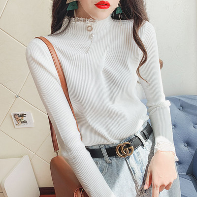 Μοντέρνα γυναικέια μπλούζα με δαντέλα και πέρλες σε διάφορα χρώματα