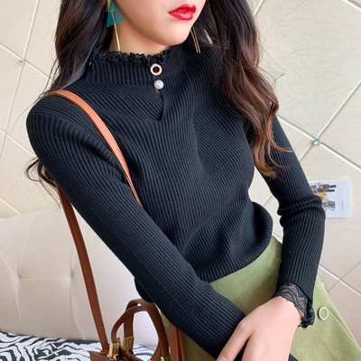 Μοντέρνα γυναικέια μπλούζα με δαντέλα και πέρλες σε διάφορα χρώματα