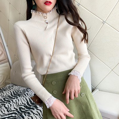 Μοντέρνα γυναικέια μπλούζα με δαντέλα και πέρλες σε διάφορα χρώματα