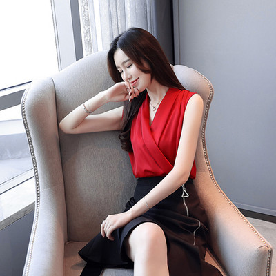 Maieu modern din satin pentru femei, cu decolteu spitz, în mai multe culori diferite