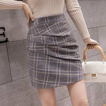 Fusta de dama model nou cu talie inalta in negru si gri